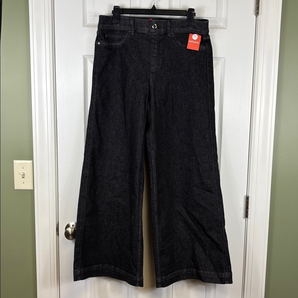 NWT Spanx wide leg charcoal jeans sz xl petite - Picture 5 of 11
